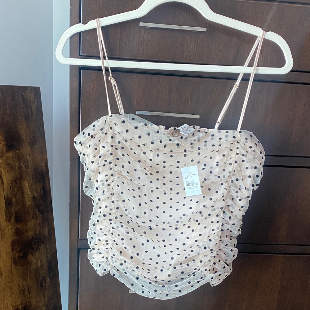 LOFT Cream black Dot Camisole